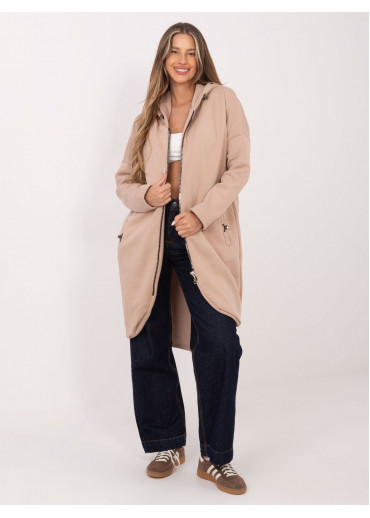 Béžovo hnedá predĺžená mikina