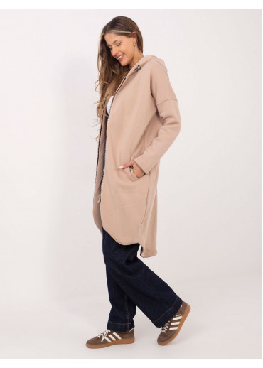 Béžovo hnedá predĺžená mikina