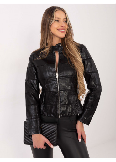Čierna koženková bunda