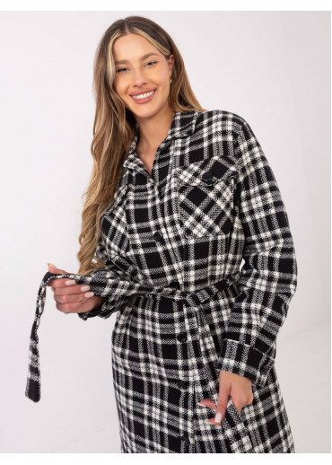 Čierny kabát s opaskom