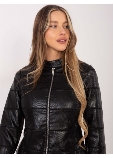 Čierna koženková bunda