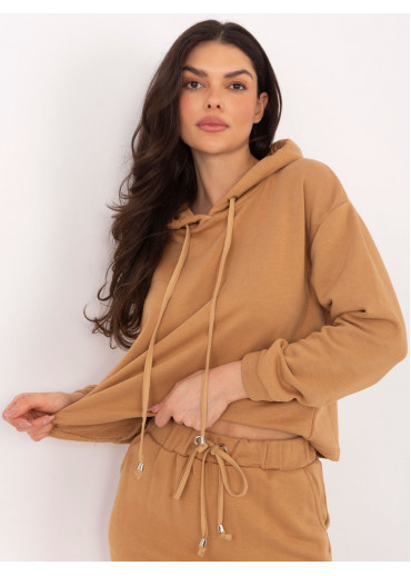 Karamelovo hnedá teplákova súprava so sukňou