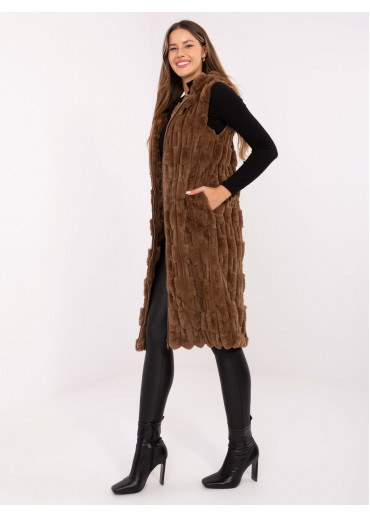 Béžovo hnedá dlhá vesta