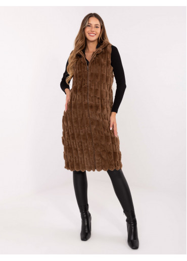 Béžovo hnedá dlhá vesta