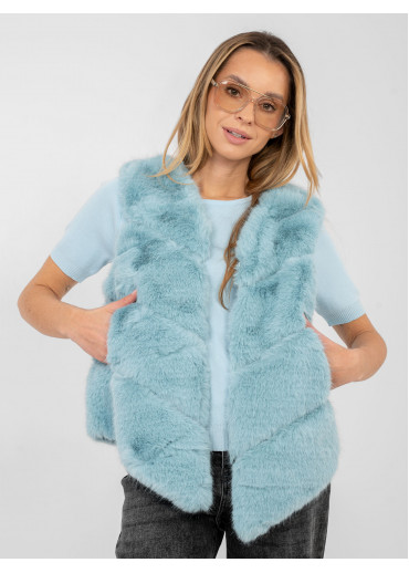 Svetlozelená kožušinová vesta