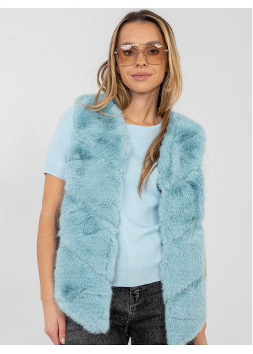 Svetlozelená kožušinová vesta