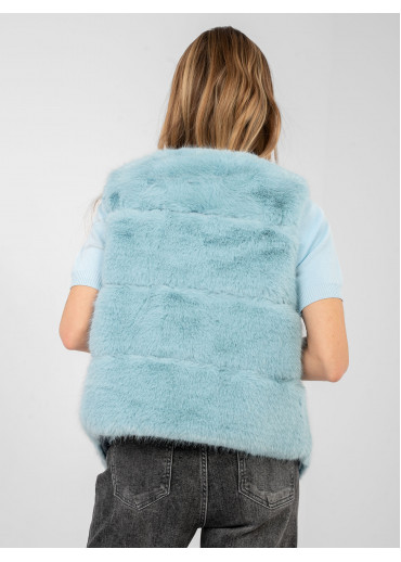 Svetlozelená kožušinová vesta