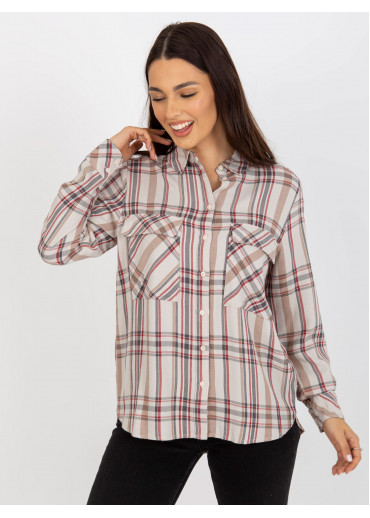 Béžovo hnedá károvaná blúzka