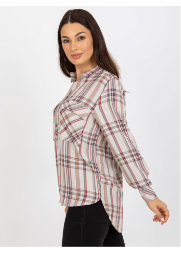 Béžovo hnedá károvaná blúzka