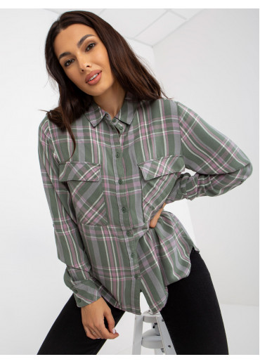 Khaki zelená károvaná blúzka
