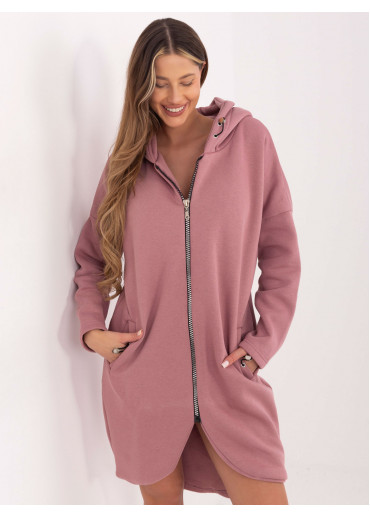 Tmavopúdrovo ružová predĺžená mikina