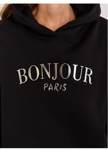 Čierna mikina s kapucňou
